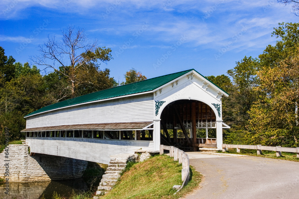 A Wooden Covered Bridge in the countyside of rural America