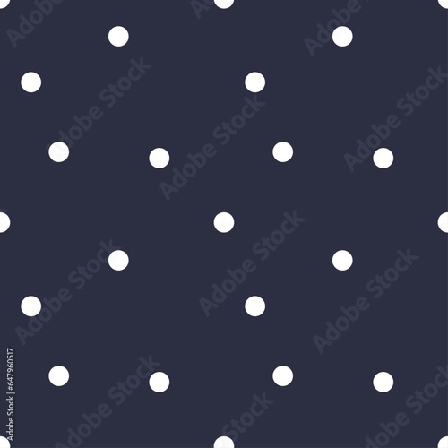 raindrops on the window, navy and white seamless polka dot pattern vector