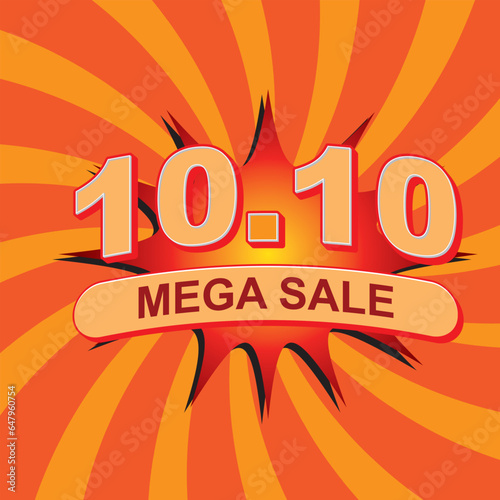 10.10 Shopping Day font expression pop art comic speech bubble. Vector illustration. 10.10 Shopping Day Mega Sale Template design for web or social media.