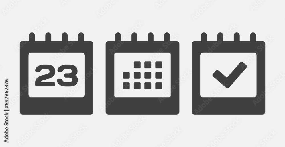 Vector icon page calendar - 23 day, agenda, done Vector icon page calendar - 23 day, agenda, done