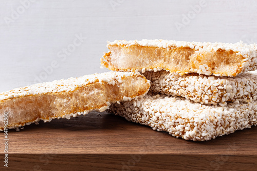 Traditional Korean snack made from glutinous rice and grain syrup photo