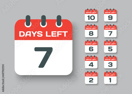 Countdown daily page calendar icon - 7 days left