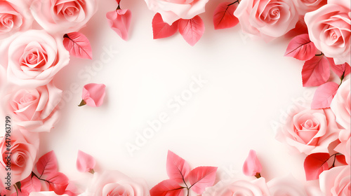 Elegant Rose Square Frame Illustration  Floral Decorative Design, Generative Ai © wannapong