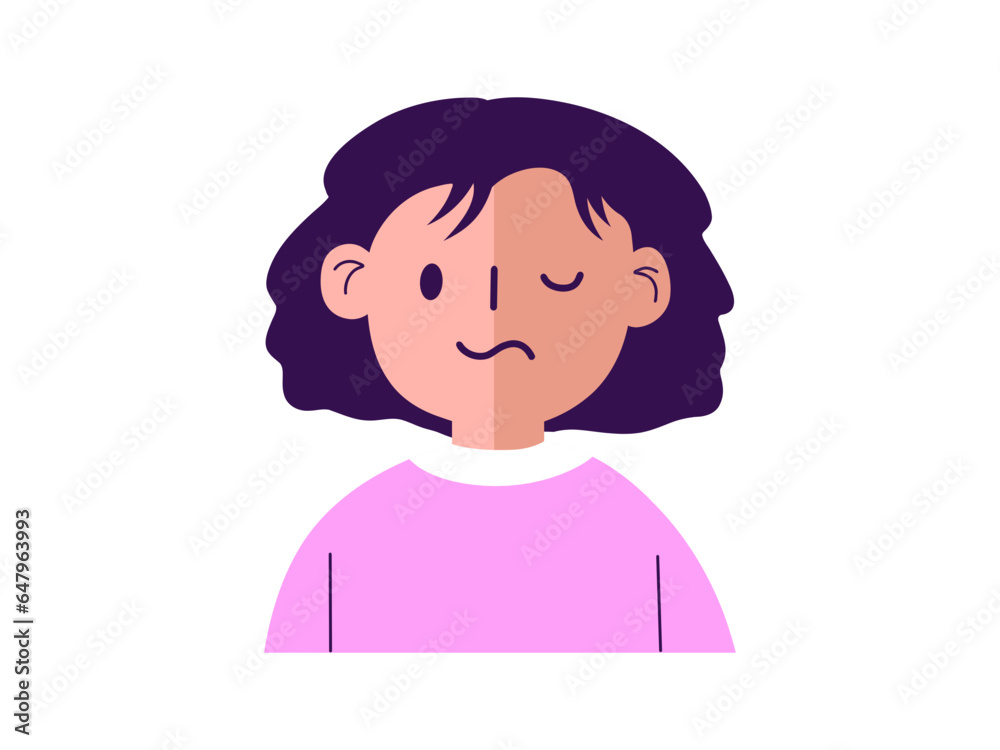 mental health woman character element design, flat symbol illustration of woman affected by mental health, personality disorder pose mental health woman character element design, flat symbol illustration of woman affected by mental health, personality disorder pose