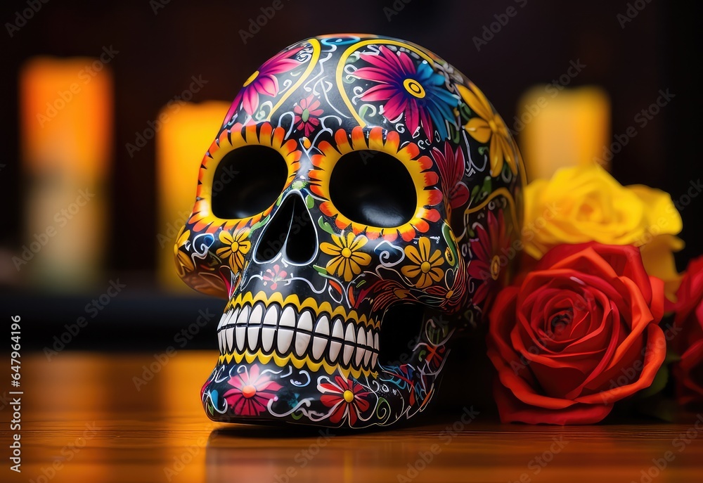 Mexican skull Day of the dead decoration celebrates indigenous culture. Mexican skull Day of the dead decoration celebrates indigenous culture.