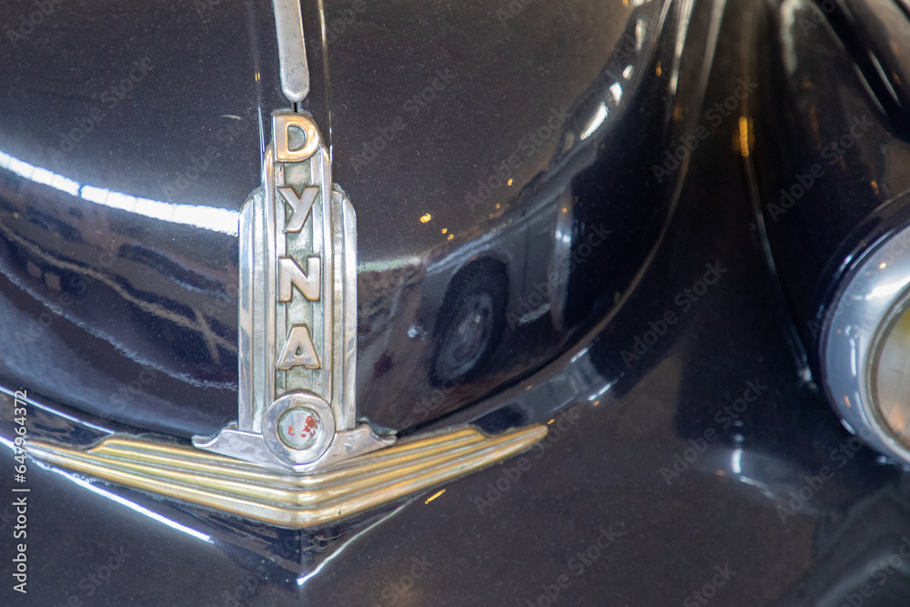 Panhard Dyna Z French oldtimer text brand and logo sign on front ...
