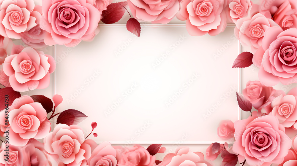 Elegant Rose Square Frame Illustration Floral Decorative Design, Generative Ai Elegant Rose Square Frame Illustration Floral Decorative Design, Generative Ai