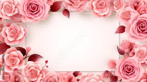 Elegant Rose Square Frame Illustration Floral Decorative Design, Generative Ai