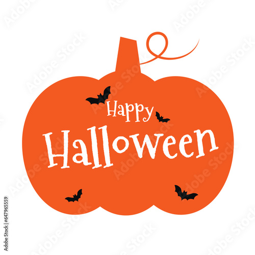 happy halloween text with pumpkin