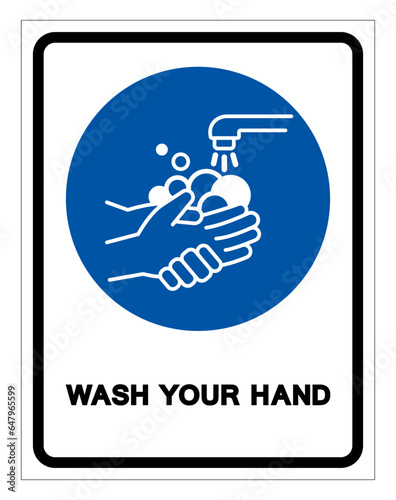Wash Your Hand Symbol Sign Vector Illustration  Isolated On White Background Label. EPS10