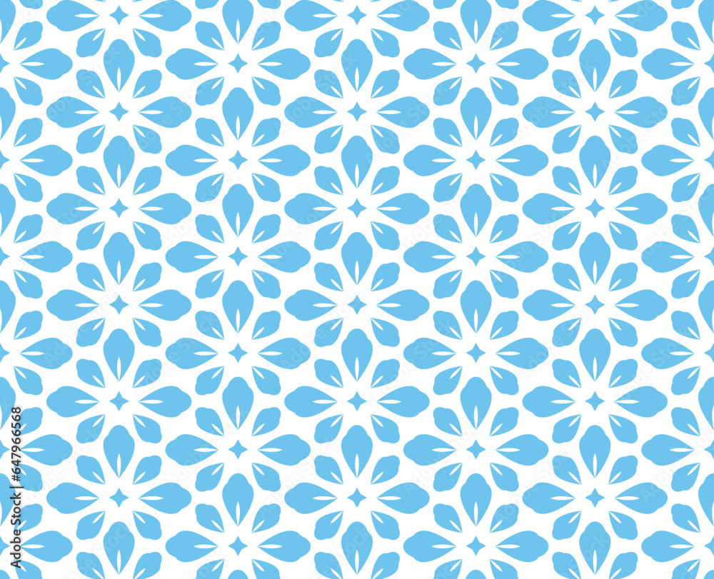 Flower geometric pattern. Seamless vector background. Blue and white ornament Flower geometric pattern. Seamless vector background. Blue and white ornament
