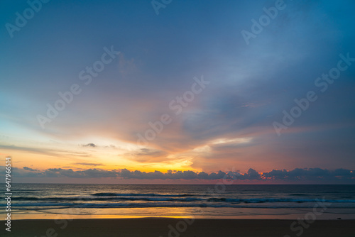 amazing pink sky above Karon beach Phuket at colorful sunset..sweet sky in colorful sunset above the ocean..Imagine a fantasy bright pink in blue sky at sunset..Sky texture background..
