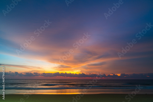 amazing pink sky above Karon beach Phuket at colorful sunset..sweet sky in colorful sunset above the ocean..Imagine a fantasy bright pink in blue sky at sunset..Sky texture background..