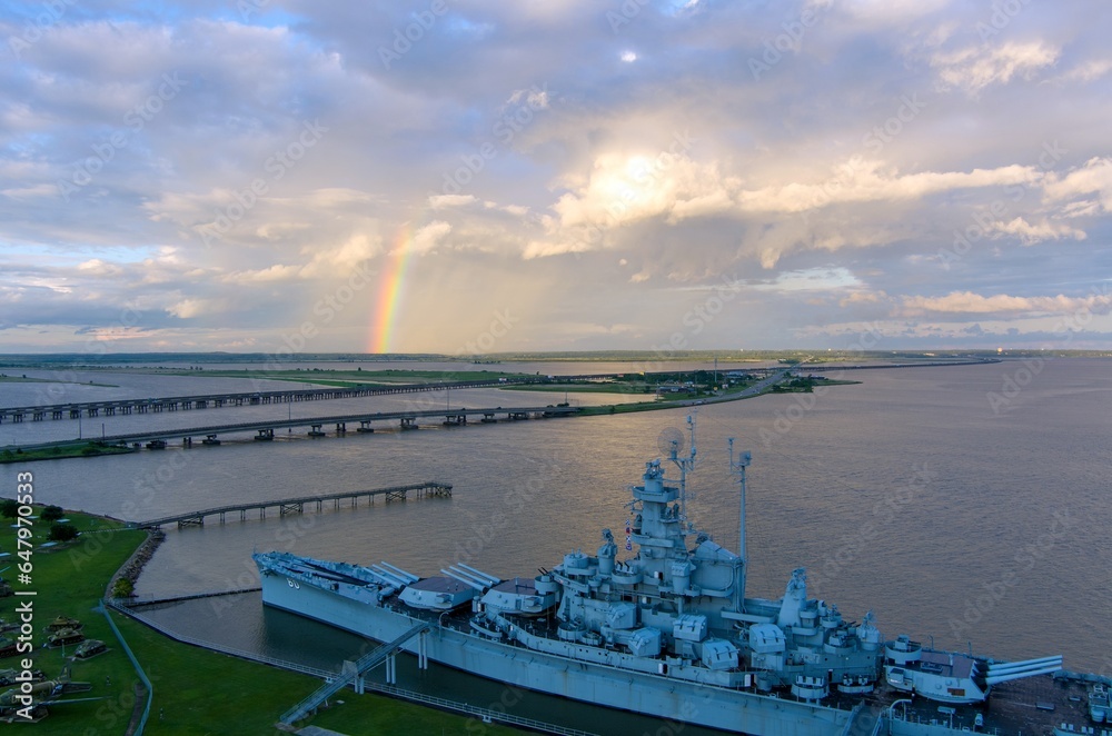 Rainbow over the USS Alabama Battleship