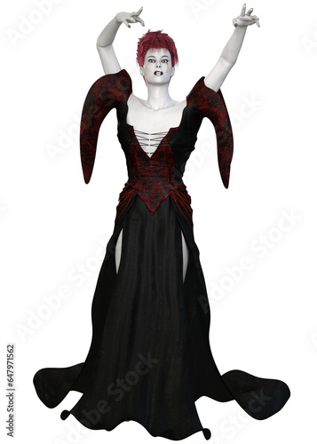 3D Witch woman in black red outfit © AnnaPa