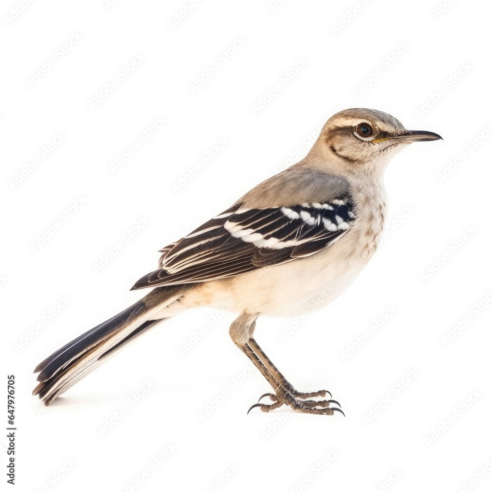 Northern mockingbird bird isolated on white background. Northern mockingbird bird isolated on white background.
