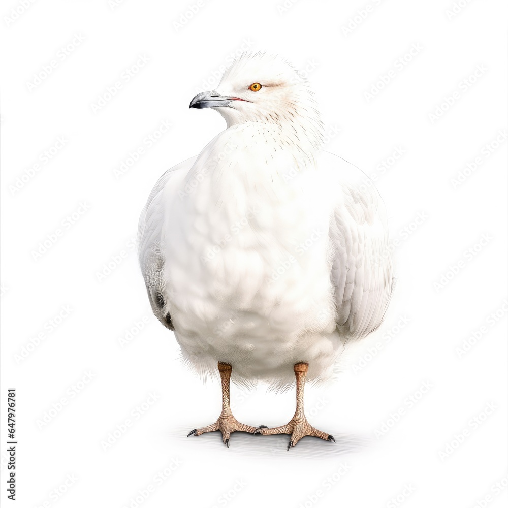 Ring-billed gull bird isolated on white background.