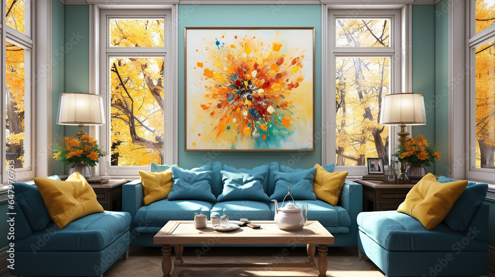 Stylish Room Interior Mockup, Modern Interior Design, 3D Render, 3D Illustration Stylish Room Interior Mockup, Modern Interior Design, 3D Render, 3D Illustration
