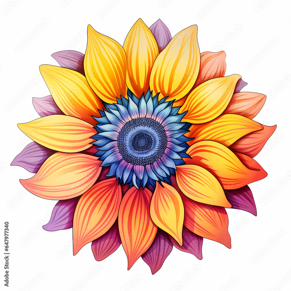 Fototapeta premium Sunflower clipart, white background, generative ai, generative, ai