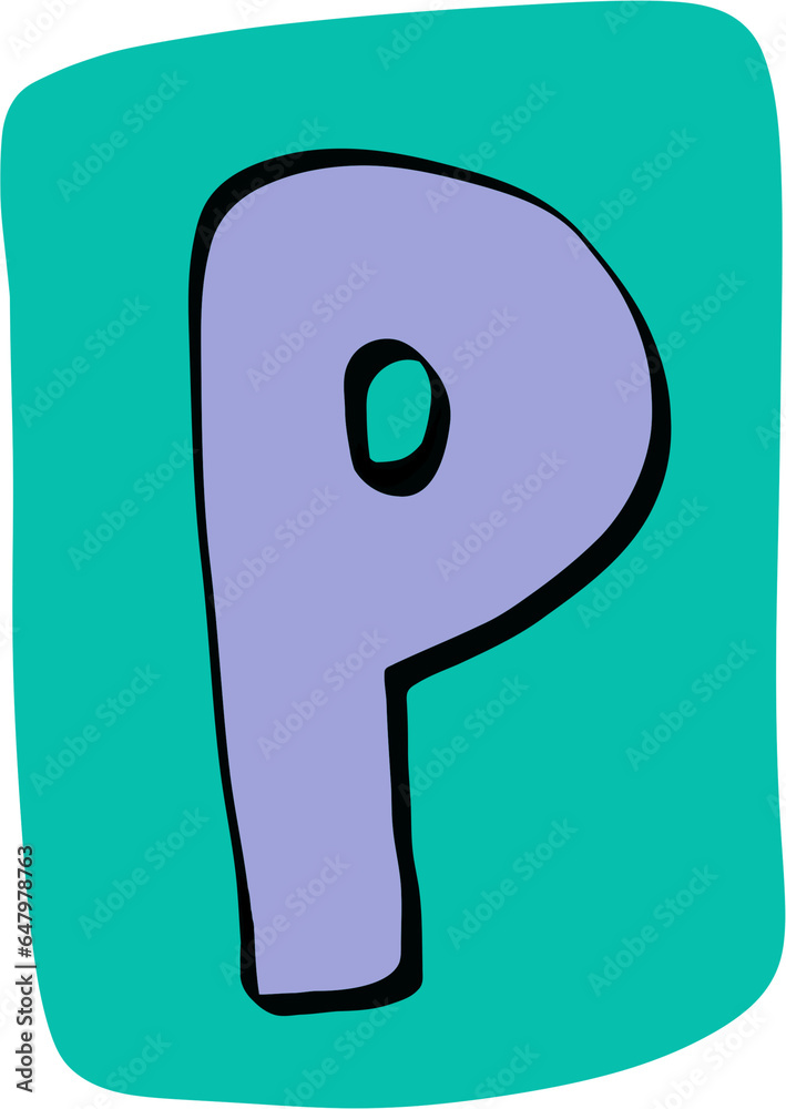 Cute letter alphabet retro groovy pop P Cute letter alphabet retro groovy pop P