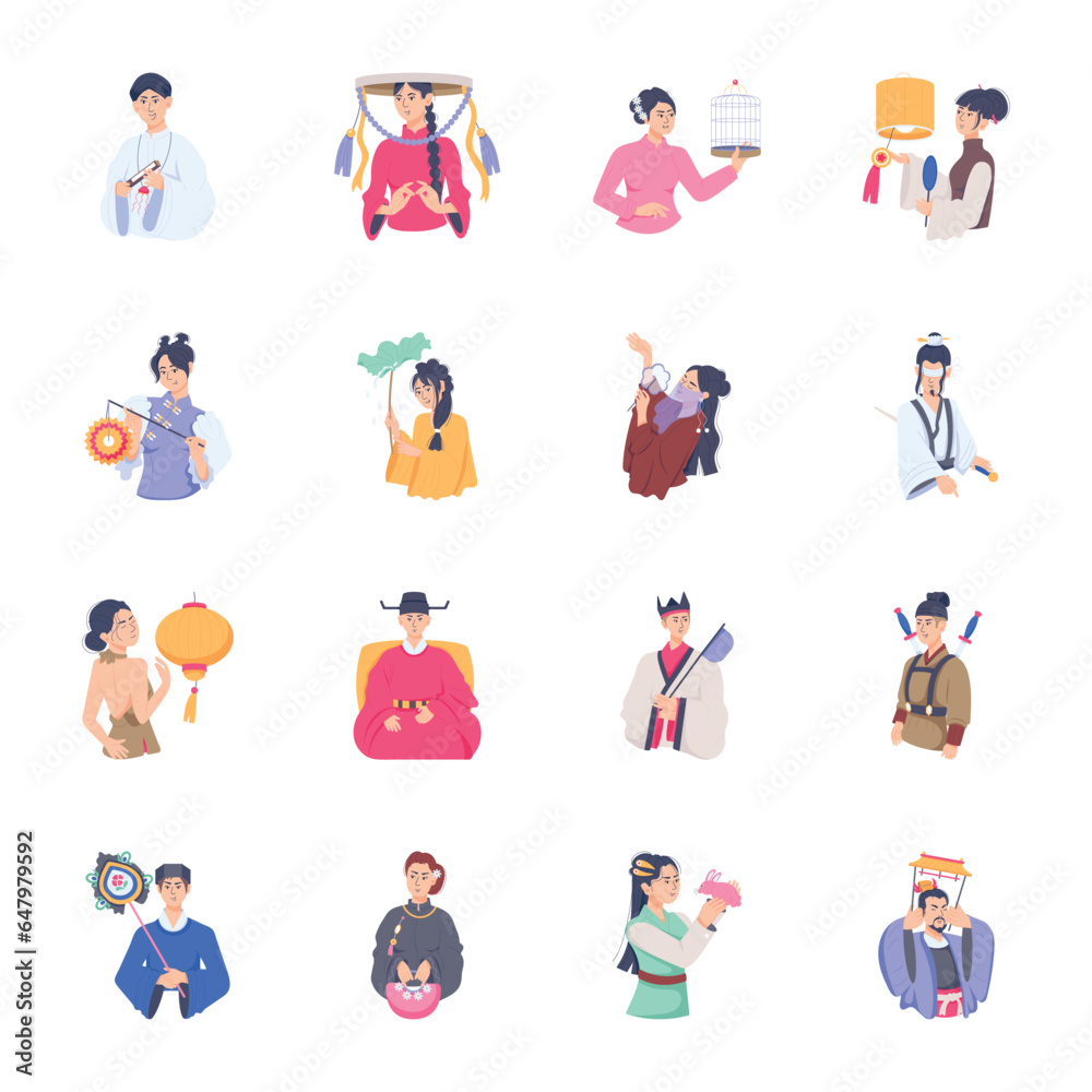 Bundle of Flat Style Chinese People Illustrations
Bundle of Flat Style Chinese People Illustrations