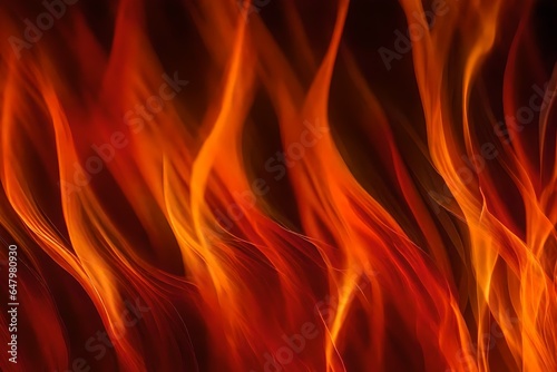 Extreme close-up of abstract blurred fire flames, fiery reds and oranges abstract background, isolated background for business