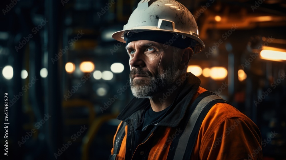 Photograph of Engineer working at the oil rig. Photograph of Engineer working at the oil rig.