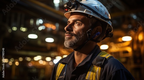 Photograph of Engineer working at the oil rig.