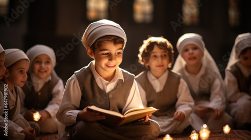 Photo of Muslim children competing in Quran reading