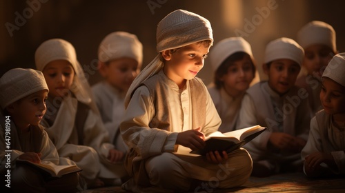 Photo of Muslim children competing in Quran reading