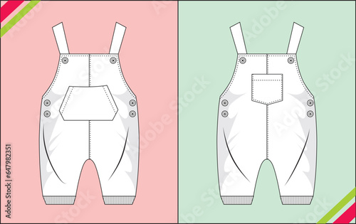 BABY TODDLER DUNGAREE TECHNICAL FASHION ILLUSTRATION