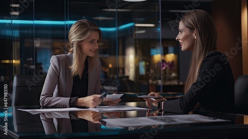Female consultant and female financial manager of the bank