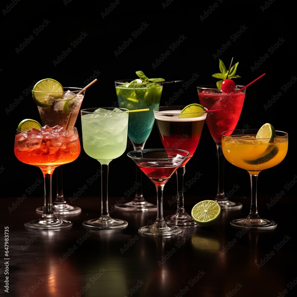 Classic Images of well-known Cocktails with lime Classic Images of well-known Cocktails with lime