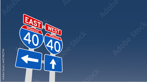 vector illustration of 40 kmh speed limit on Blue Street Traffic Signs photo