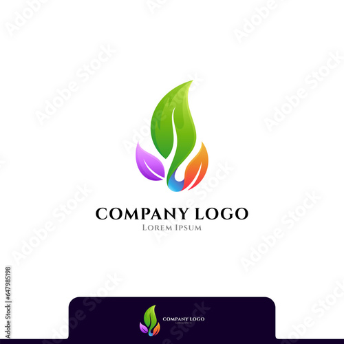 gradation colorful leaf logo