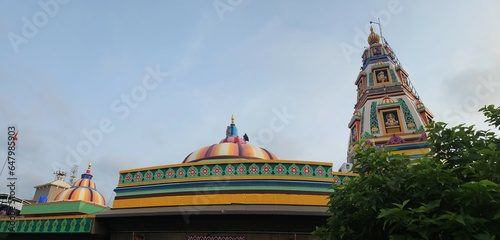 Pune, Maharashtra India - Sep 03 2023: Shree Vighnahar Ganapati Mandir in Ozar. This is seventh Ashtavinayak Ganpati temple of Ashtvinayak yatra.