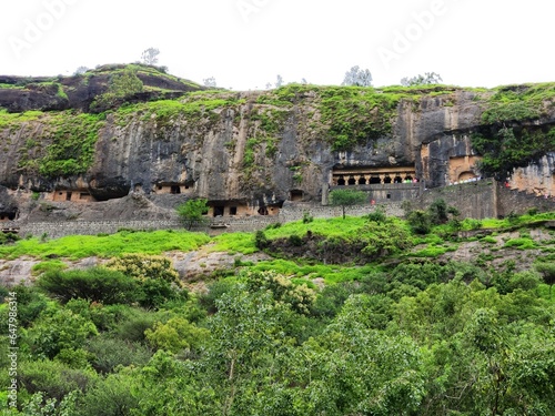 Pune, Maharashtra India - Sep 04 2023: Girijatmaj Lenyadri Ganapati mandir located in Buddhist caves at Lenyadri hills, Junnar. This is sixth Ashtavinayak Ganpati temple of Ashtvinayak yatra. photo