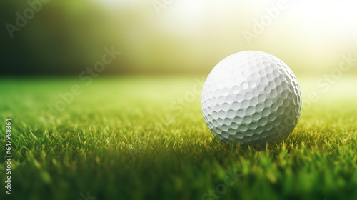 Golf ball with fairway green background