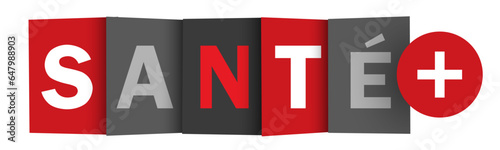 SANTE (HEALTH in French) red and gray vector web button