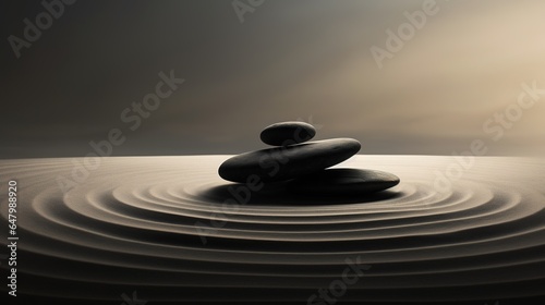 Generative AI  Zen garden  hypnotic simple illustration  calm relax and meditation concept