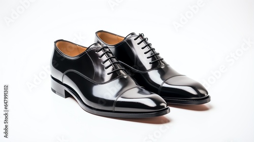 a pair of black shiny shoes