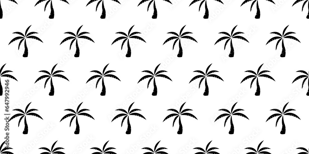 black white palm tree seamless pattern