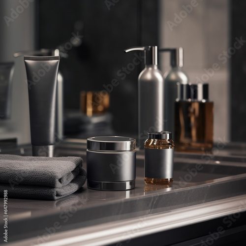 cosmetic product for men in a luxury bathroom