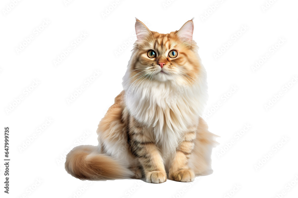 Obraz premium fluffy ginger red cat isolated on transparent png background