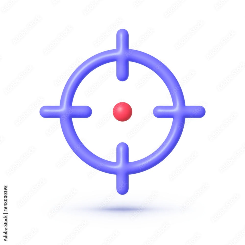 Target icon 3d for marketing advertising design. Sniper aiming icon. Reticle. Vector illustration Target icon 3d for marketing advertising design. Sniper aiming icon. Reticle. Vector illustration
