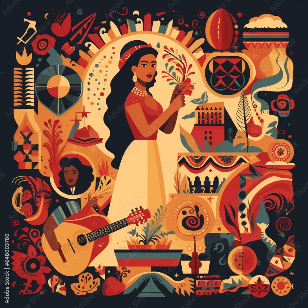 Illustration of Hispanic Heritage Month. Hispanic culture. Hispanic American.