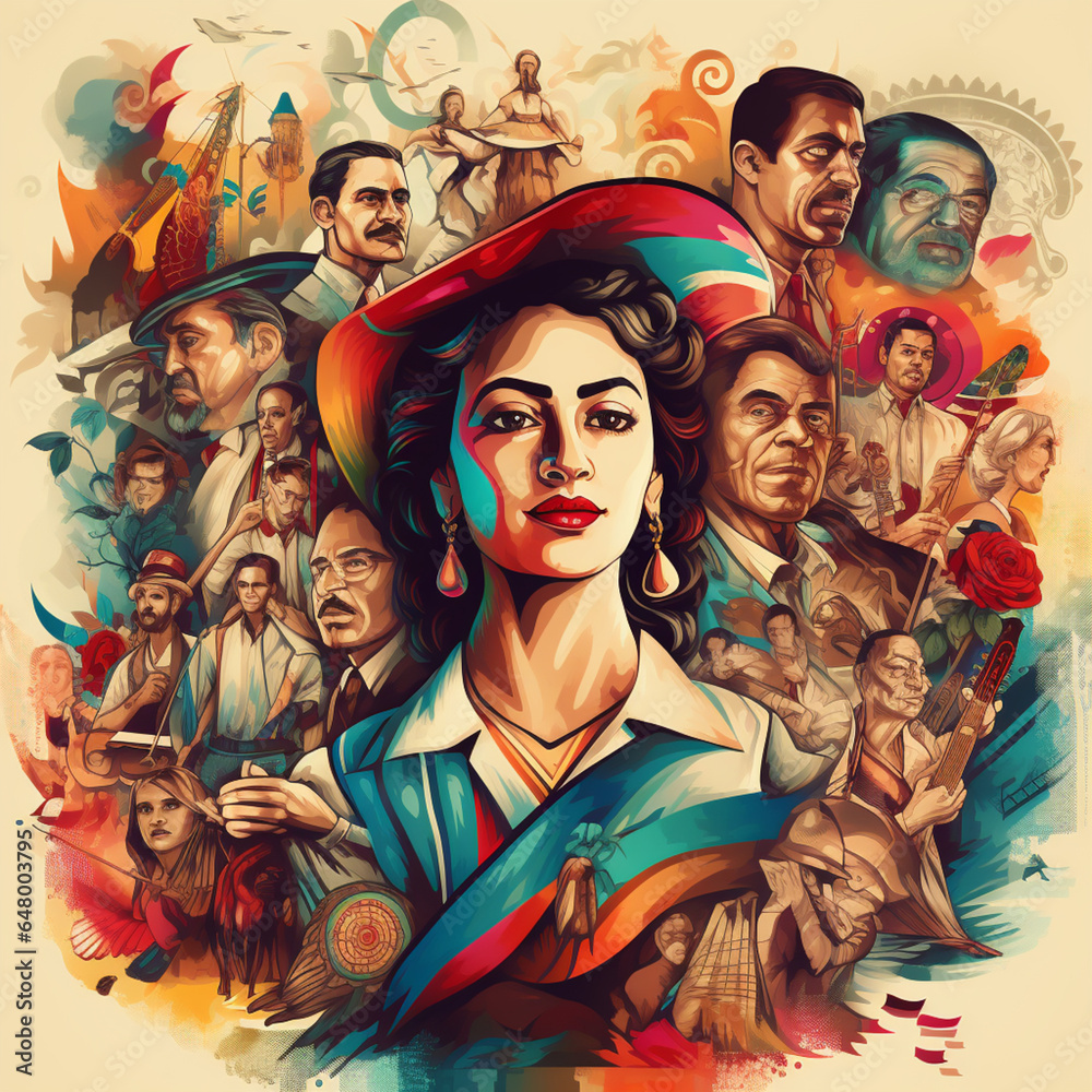 Fototapeta premium Illustration of Hispanic Heritage Month. Hispanic culture. Hispanic American.