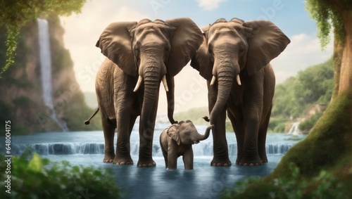 elephants in the water