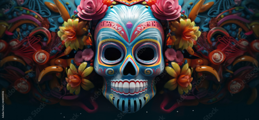 vector illustration day of the dead concept, minimalism.generative ai