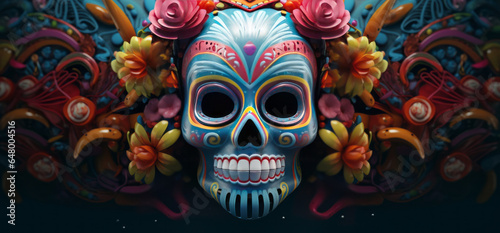 vector illustration day of the dead concept, minimalism.generative ai photo